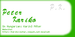 peter kariko business card